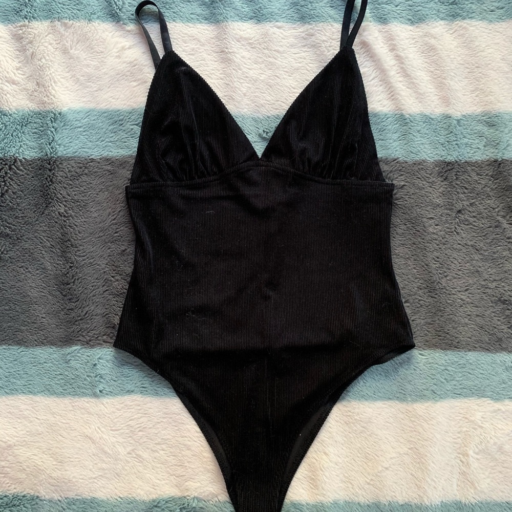 Black velvet bodysuit